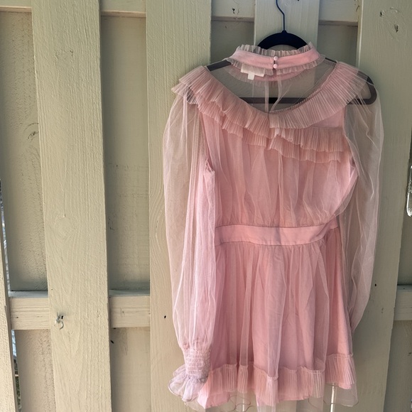 Boutique Pink ruffle dress with a sheer mesh overlay 🫶🏻✨ - Picture 4 of 4